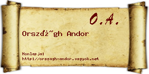 Országh Andor névjegykártya